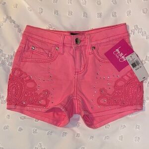 by & by Bright Pink Embellished Girls' Shorts
